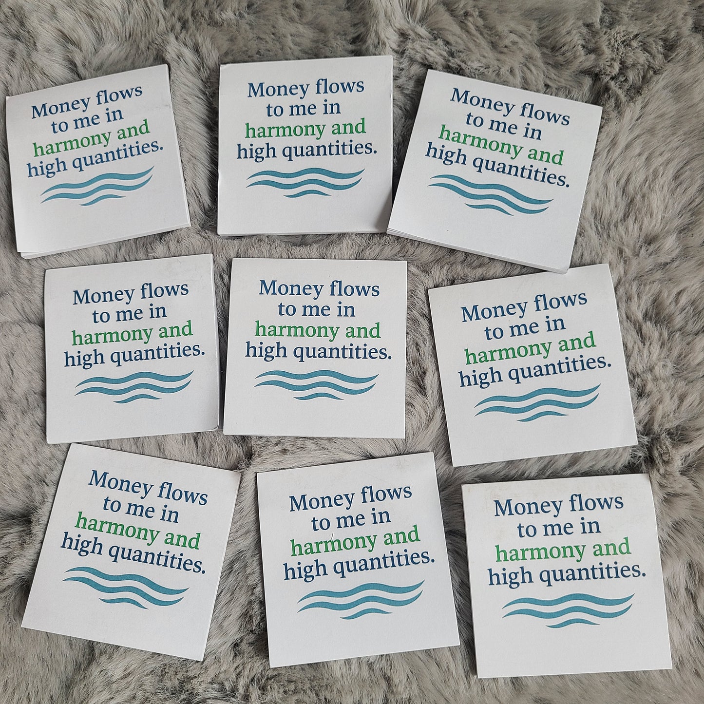 Money Flows to Me in Harmony – Magnetic Affirmation Sticky Note Pad (3x3”, 25 Sheets)