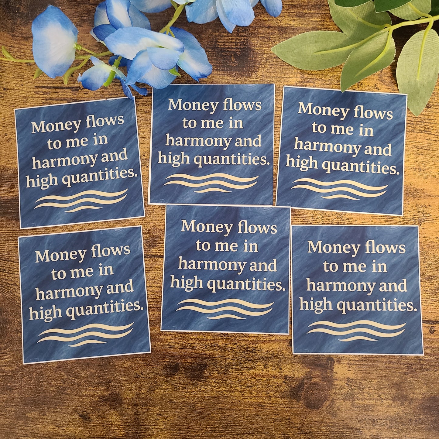 Money Flows to Me in Harmony – Affirmation Decal Sticker (3x3” Weather-Resistant)