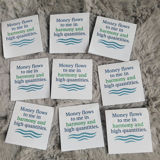 Money Flows to Me in Harmony – Magnetic Affirmation Sticky Note Pad (3x3”, 25 Sheets)