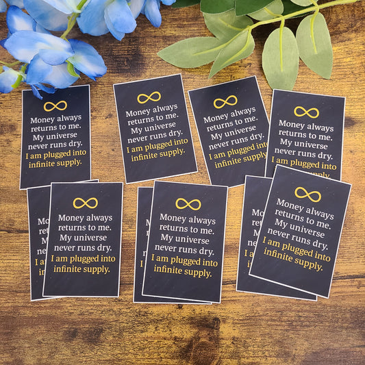 Money Always Returns to Me – Affirmation Decal Sticker (2x3” Weather-Resistant)